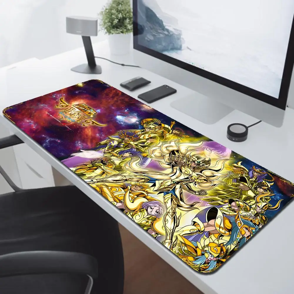 Big Mouse Pad Knights Of The Zodiac Mousepad Gamer Rubber Keyboard Ped Anime Gaming Accessories Xxl Desk Carpet Extended Mat