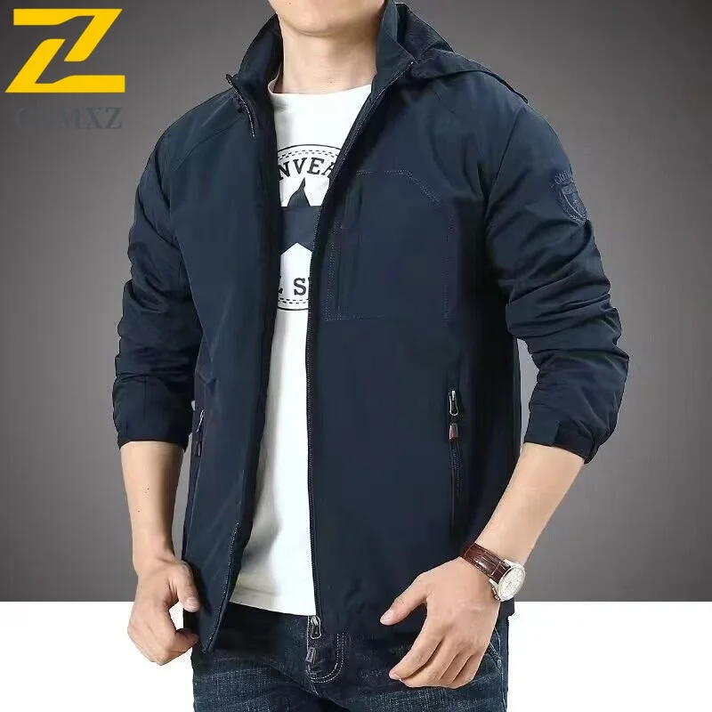 COMXZ 2025 Hot Windproof Hooded Jacket Men Women Lightweight Trekking Coat Outdoor Hiking Waterproof Breathable Sports Wear