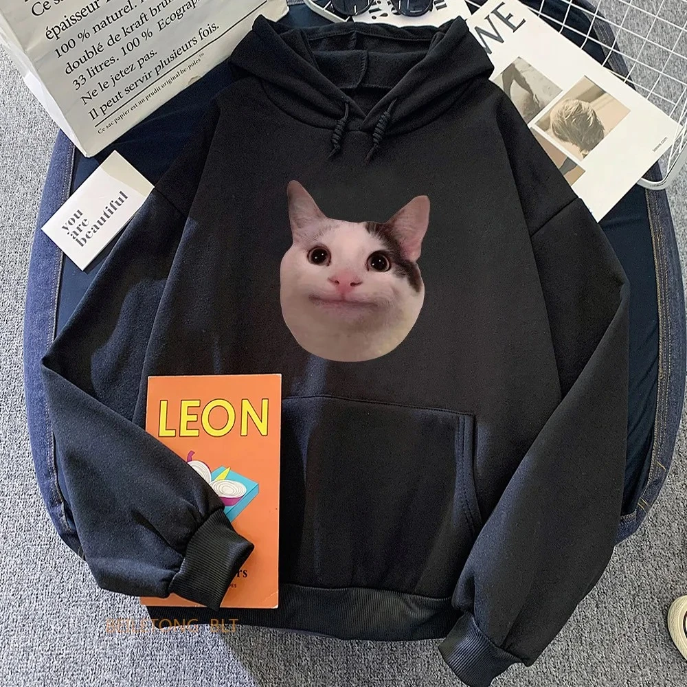 Meme Katzen Hoodies Casual Kawaii Grafik Druck Sweatshirts Frauen Bequeme Fleece Weiche Langarm Mädchen Hoodies Kleidung