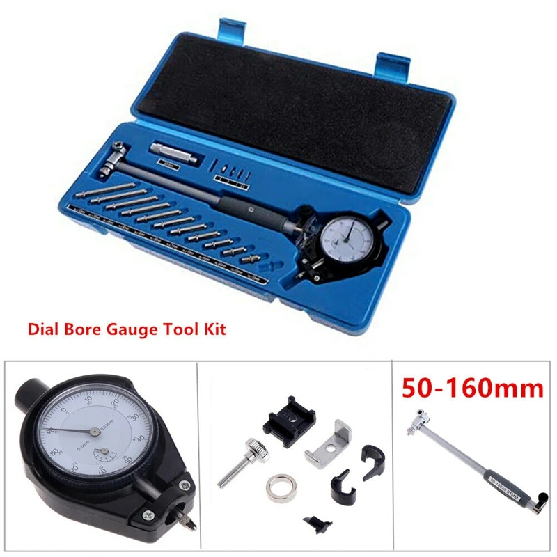 

50-160X0.01 Mm Inner Diameter Gauge Measuring Rod Deep Engine Hole Measurement Dial Bore Indicator Gauge