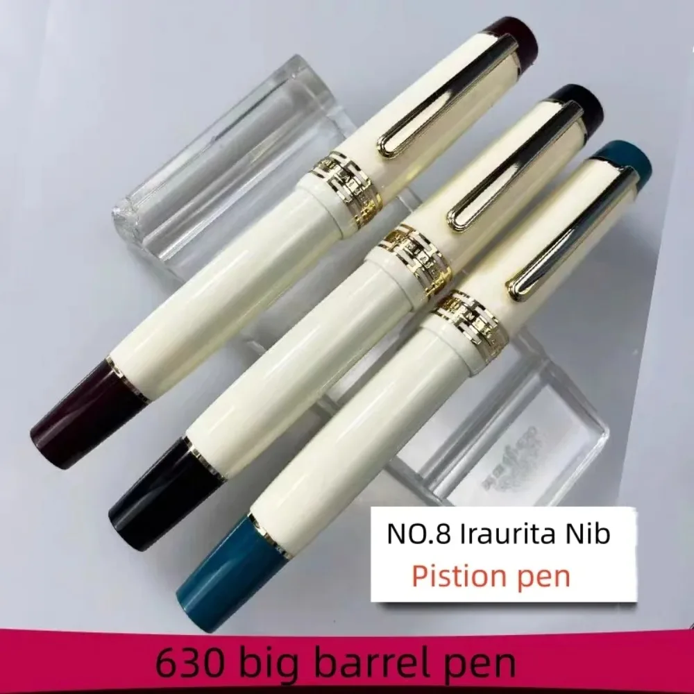

For WingSung New White 630 Large Resin Piston Fountain Pen - Ink Window, 0.8mm Iraurita Nib, Business Office Writing Gift Pen