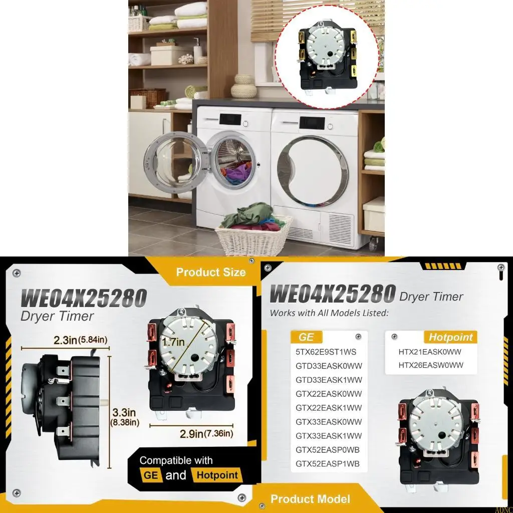 A0NC مؤقت مجفف بديل عملي، مكون إصلاح الغسيل سهل التركيب مناسب لنماذج مجففات متعددة #1