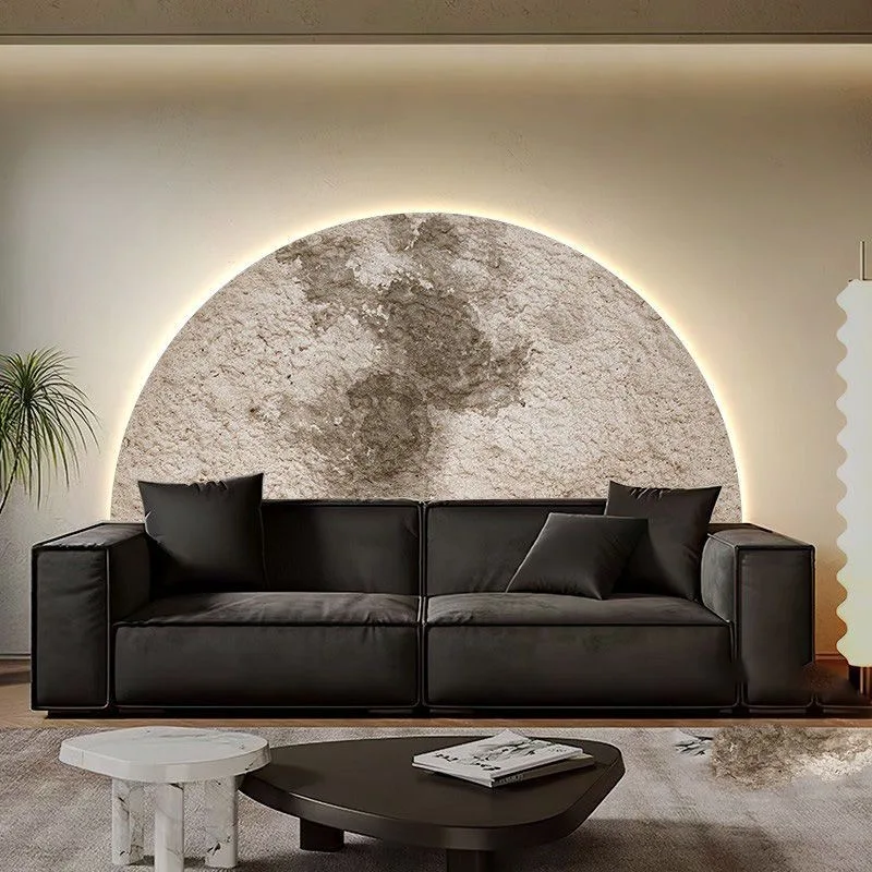 CX287HH Nordic Wabi Sabi Moon Wall โคมไฟ Minimalist Porch Half-Moon ห้องโถงผนังไฟศิลปะพื้นหลัง LEDs โคมไฟติดผนัง