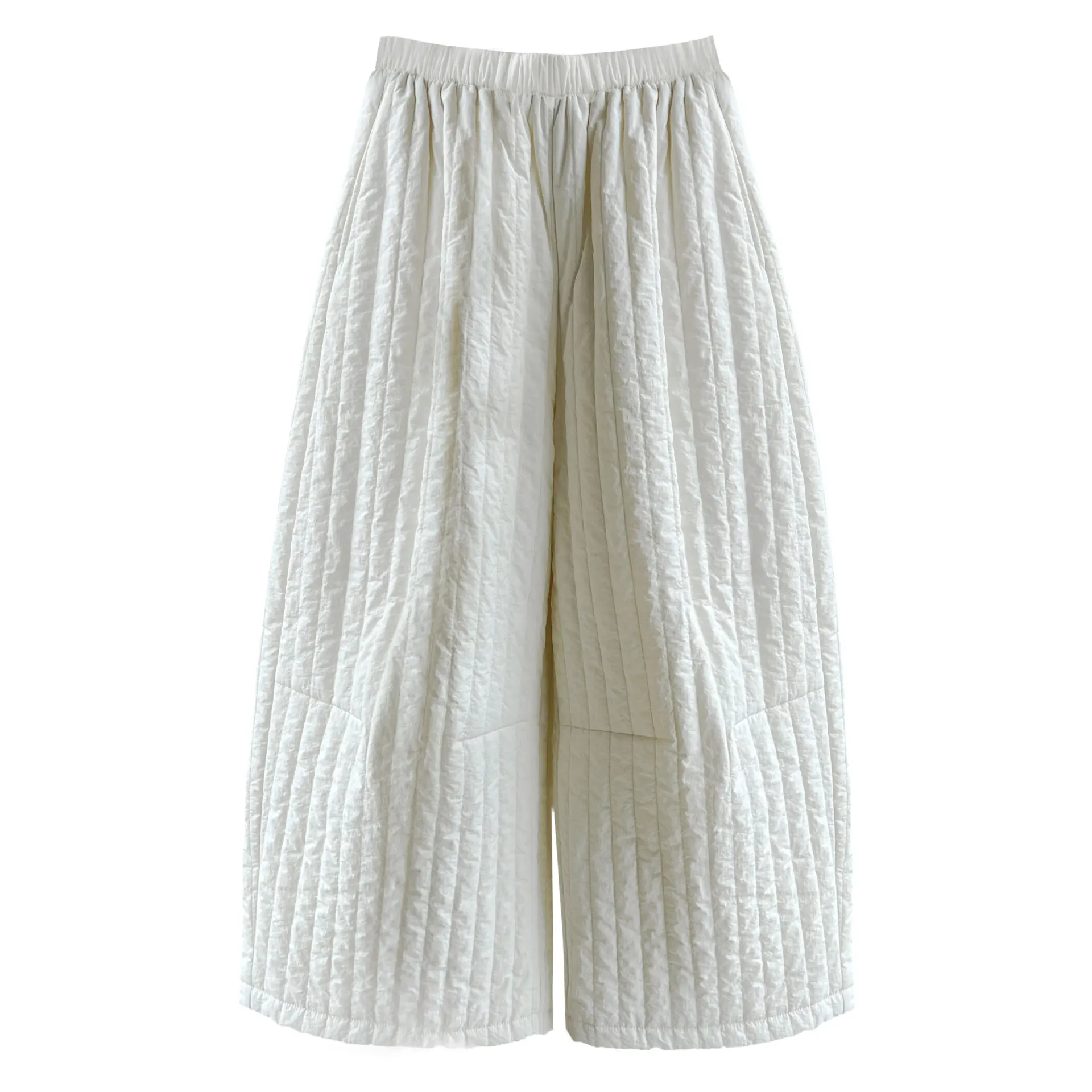 Estilo coreano vertical acolchoado calças femininas algodão quente acolchoado calças cortadas de perna reta aconchegante para outono inverno uso diário