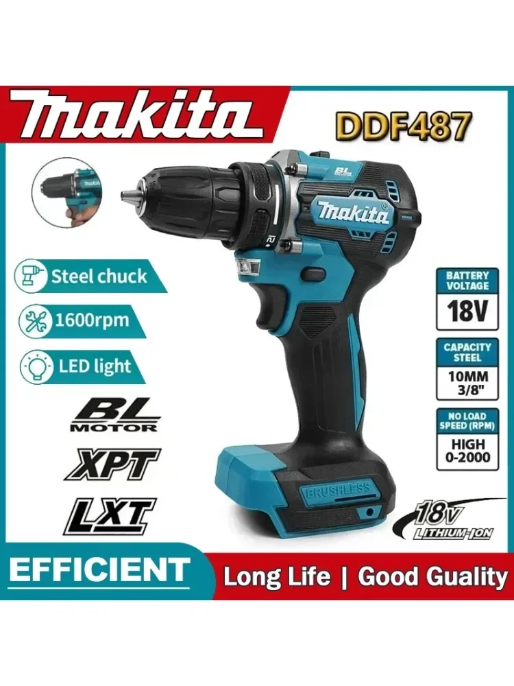 Makita 100% originele DDF487 draadloze boormachine 18V borstelloze elektrische slagschroevendraaier oplaadbaar elektrisch gereedschap - afbeelding 2