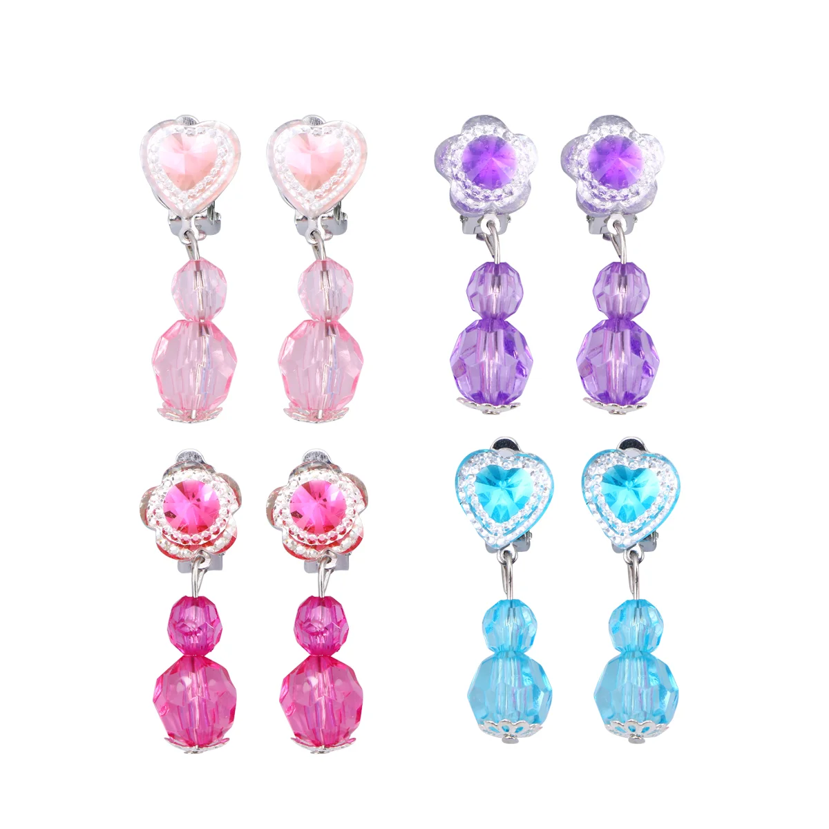 

4 Pairs Jewelry Girls Earring Little Clip on Earrings Trays for Pendant Korean Version