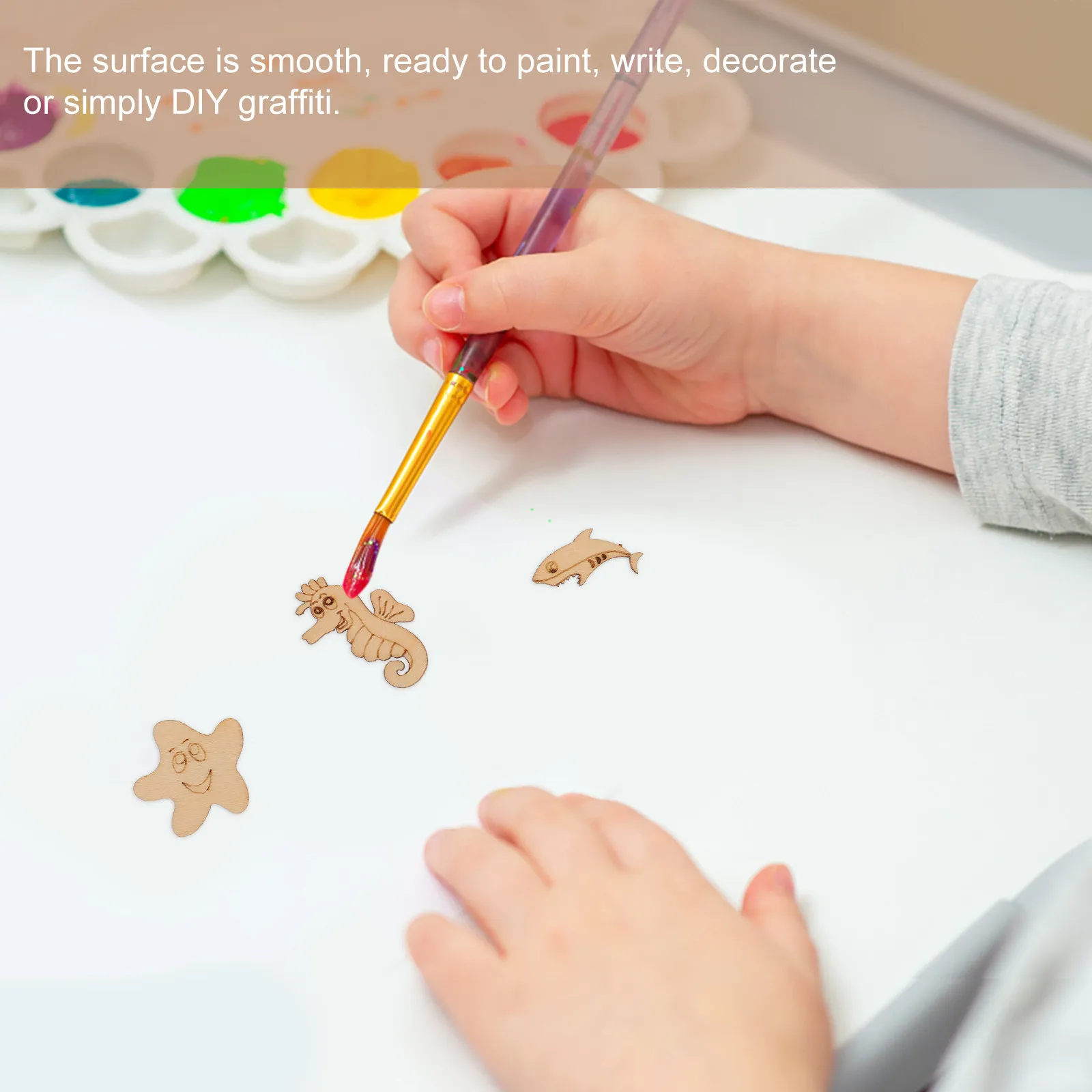 100Pcs DIY Wooden Animal Cutouts Blank Wood Slices Smooth Natural Texture Perfect for Hand Painted Crafts Tags Lettering Wish