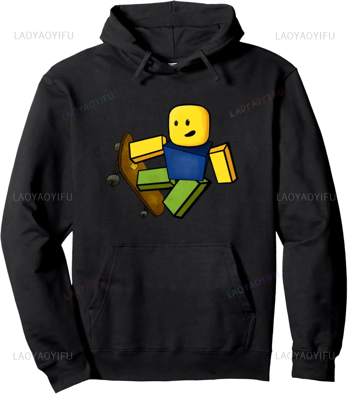 Noob Skater Graphic Hoodie - Humorous Casual Pullover for Skateboard Lovers Spring and Autumn Essentials Hoodie