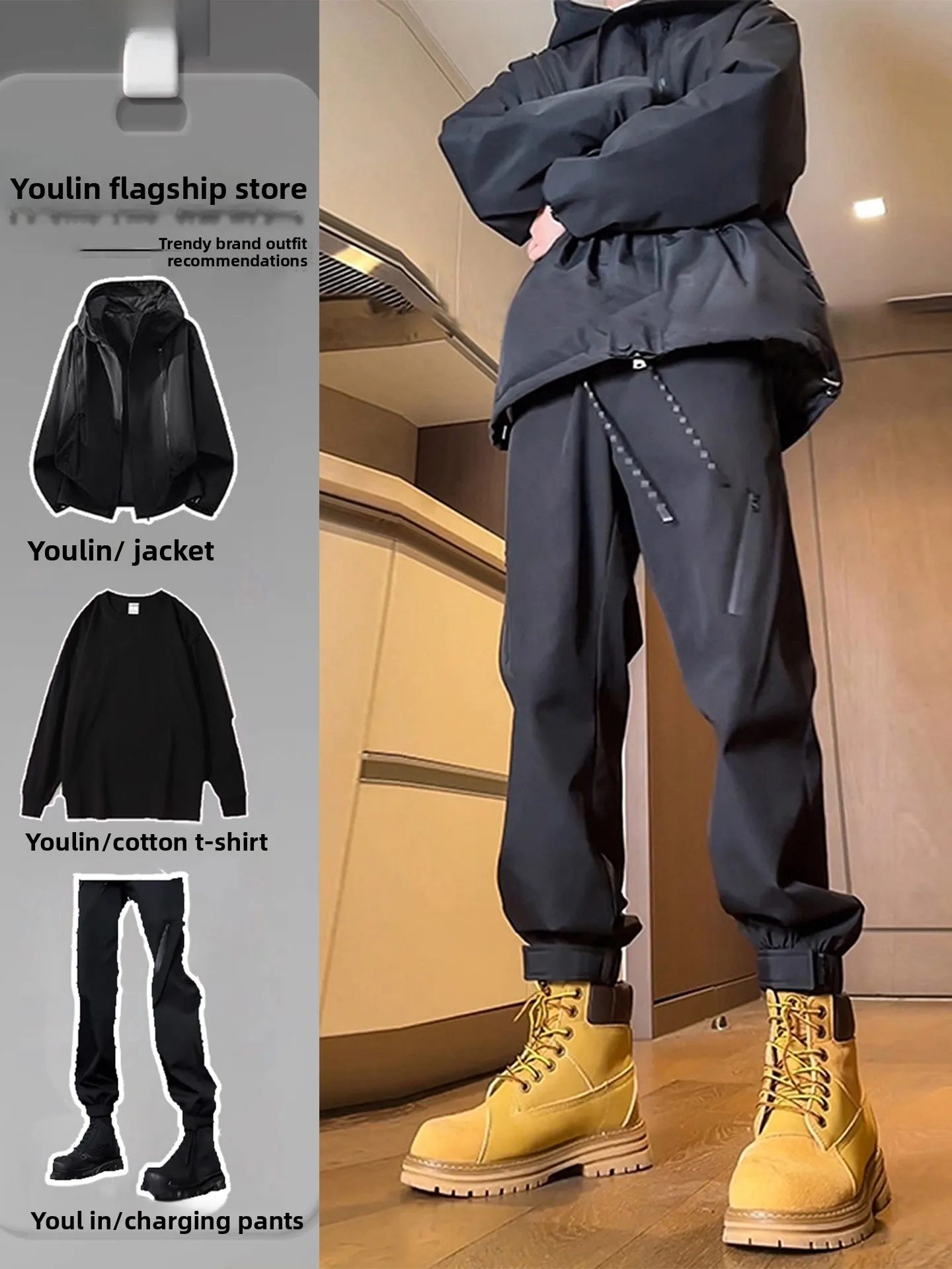 

American Sle Men's Outdoor Climbing Jaet Set Tee-Proof Zipper Decoration Stand Fit Waterproof Cool Sle Long Sve