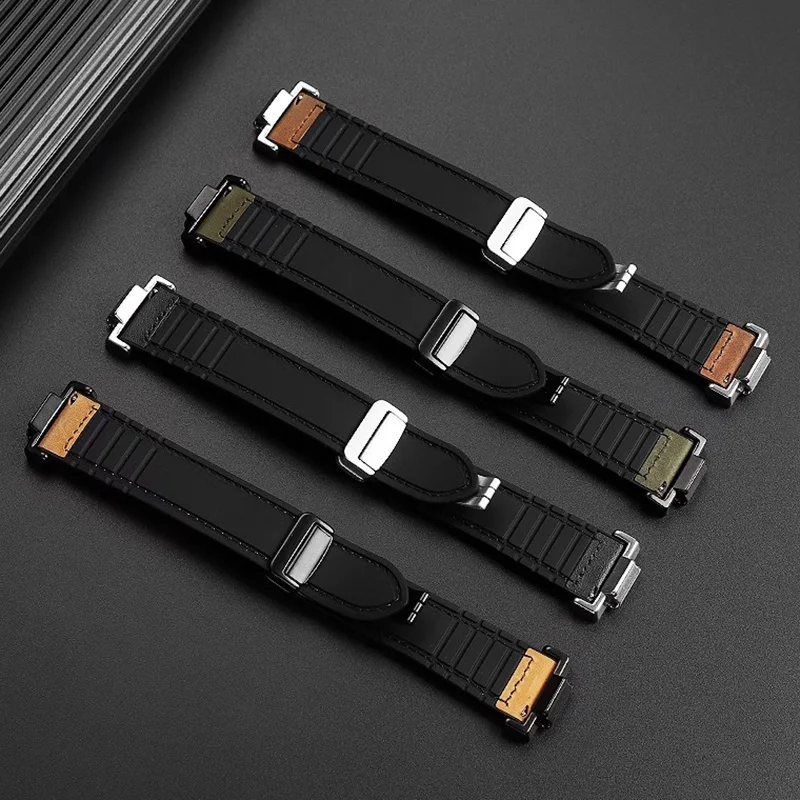 Sports waterproof cowhide silicone base watchband for Casio Black Gold GA-110GB Black Warrior GA-100/GA700  watch strap bracelet