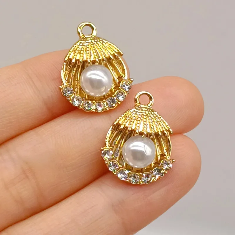 50pcs/lot Fashion shell With rhinestone pendant Earrings Drop bling animal charm Ear Studs connecter tag Jewelry DIY