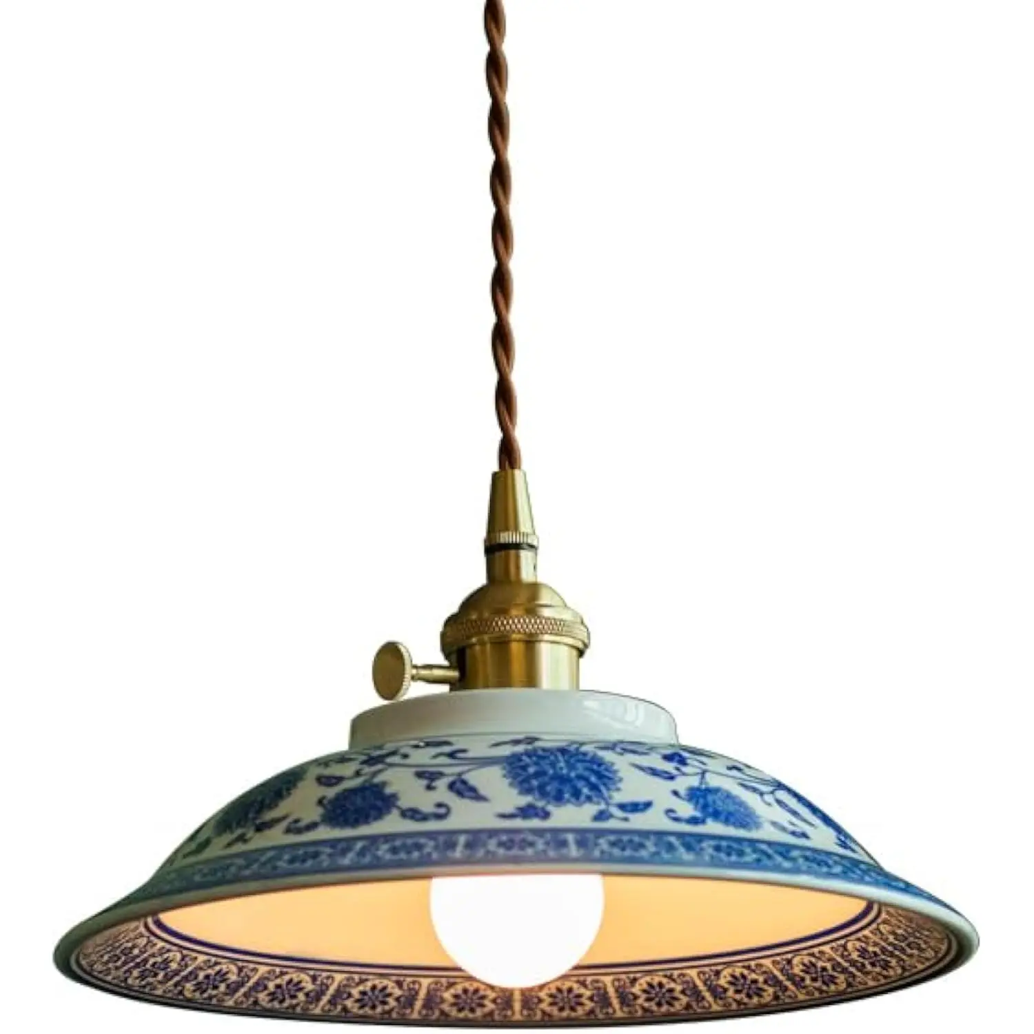 

Blue and White Porcelain Pendant Light Fixture Large Hanging Lamp Vintage Glass Ceramic Pendant Lighting Nordic Modern Chandeli