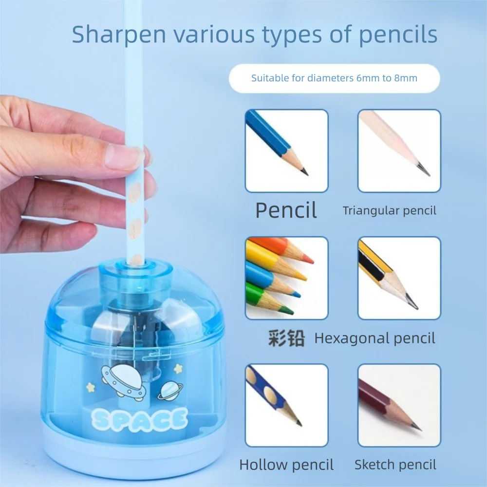 Battery Charging Electric Pencil Sharpener Cartoon Cute Automatic Pencil Sharpener Portable Astronaut Rabbit Design