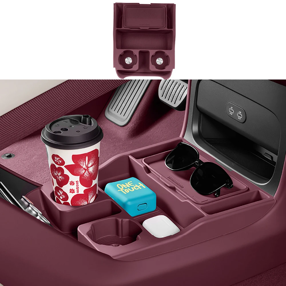 

Car Center Console Lower Storage Box Silicone Double-layer Storage Box Dedicated Interior Accessories For Xiaomi YU7 2025 2026