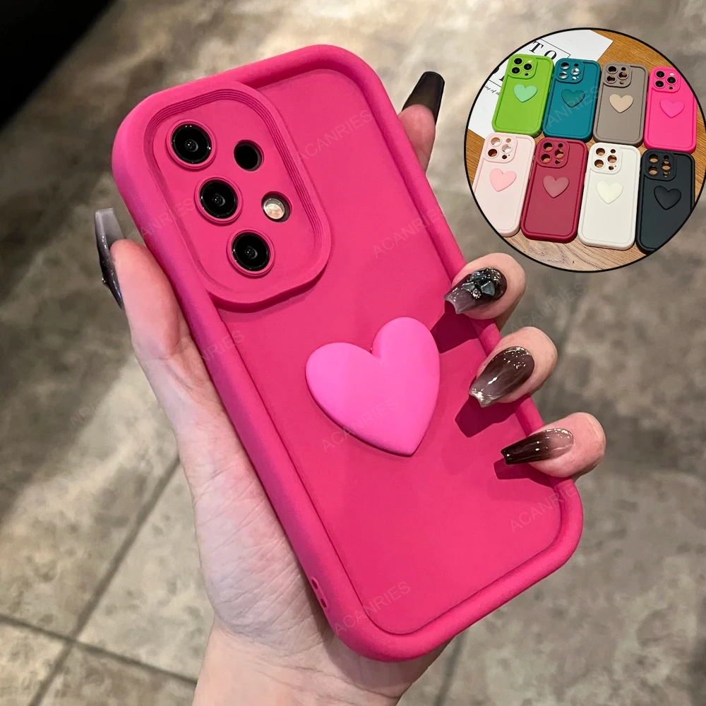 A 52 32 53 33 23 13 Cute Love Heart Matte Case For Samsung Galaxy A52 A32 A53 A33 A23 A13 A04S A72 A73 4G 5G Silicone Back Cover