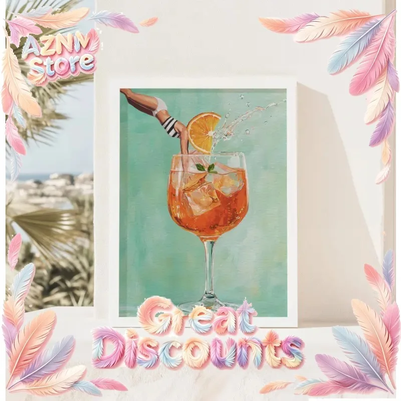 1pc frameless Colourful Cocktail Girls Poster Mid-Century Alcohol Fantasy Bold Beverage Canvas Painting Wall Art Bar Kitchen