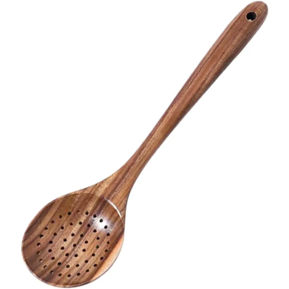 

Teak Kitchen Utensils Slotted Wood Spoon Wooden Skimmer Spoon Colander Ladle Skimmer Scoop Teak Wood Skimmers Kitchenware Scoop