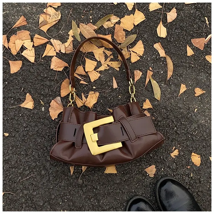 

Новая женская сумка-тоут 2026 года с воздушной пряжкой и плиссированным дизайном, большая вместимость, регулируемая наплечная сумка для работы