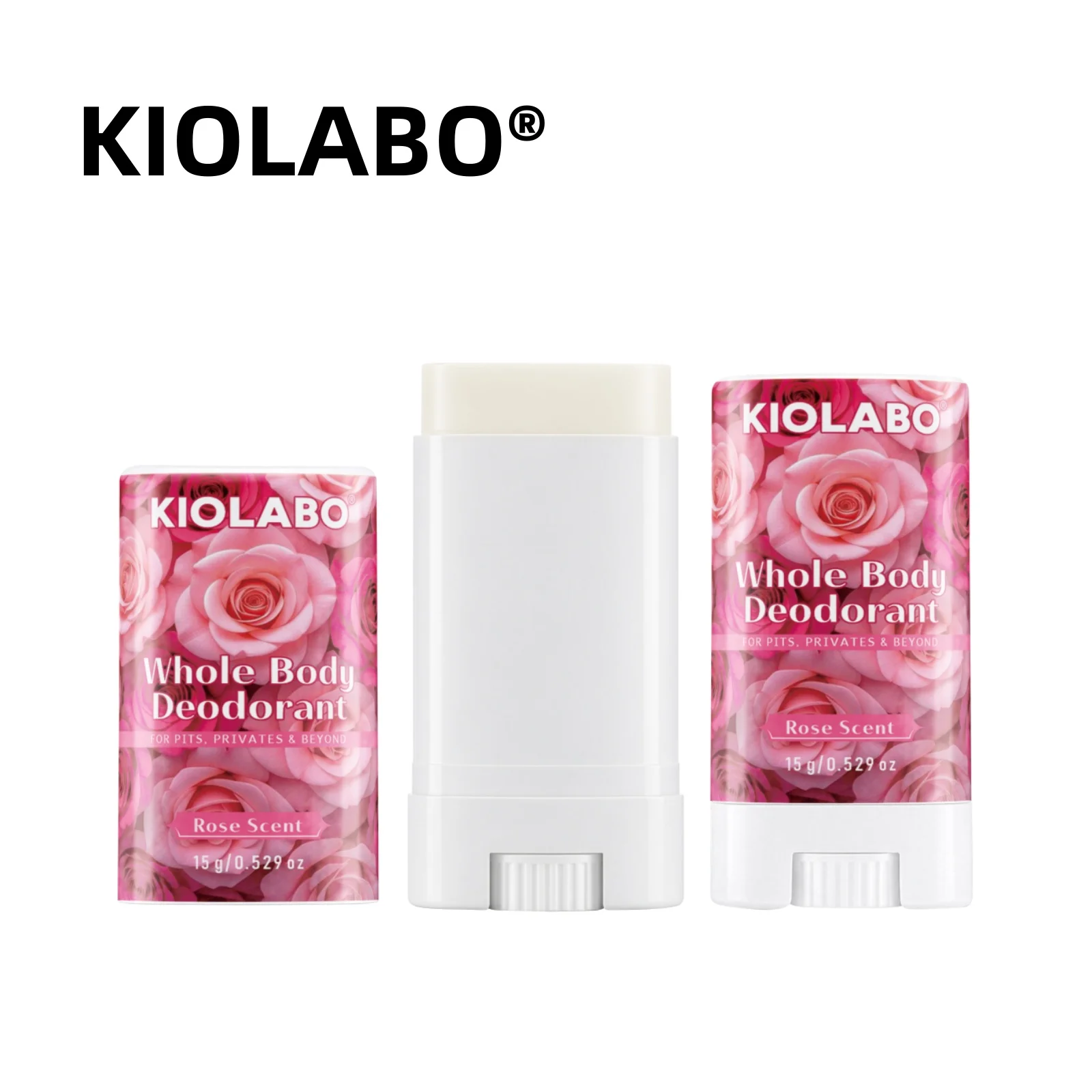 Desodorante Corporal KIOLABO para Mujeres y Hombres, Textura Suave, Sin Aluminio, Control de Olor para Axilas, Zonas Íntimas y Más, 15g (0.529 oz)