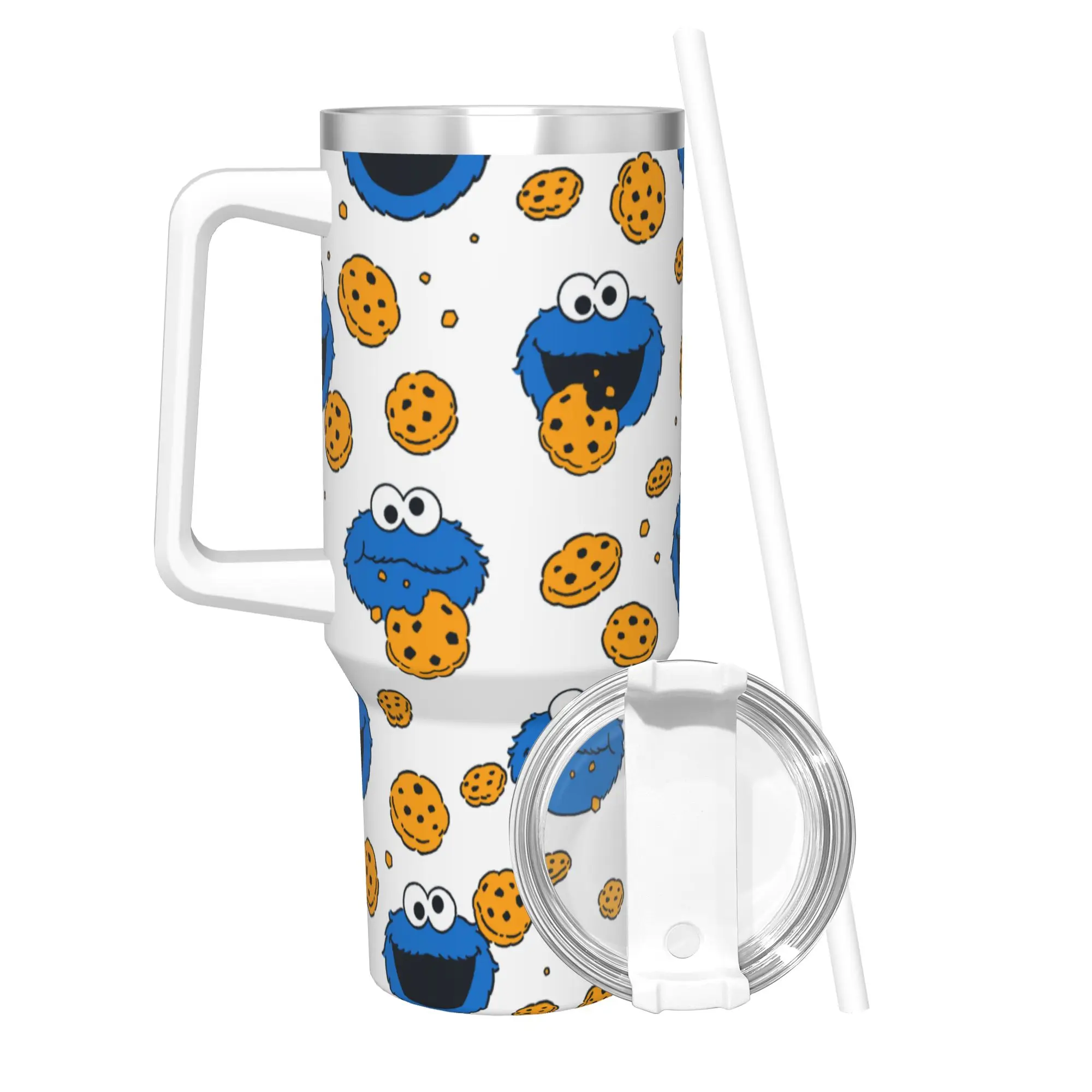 Stainless Steel Tumbler Cookie Monster Coffee Mug  Leakproof Hot Drinks Car Mugs Beach Water Bottle