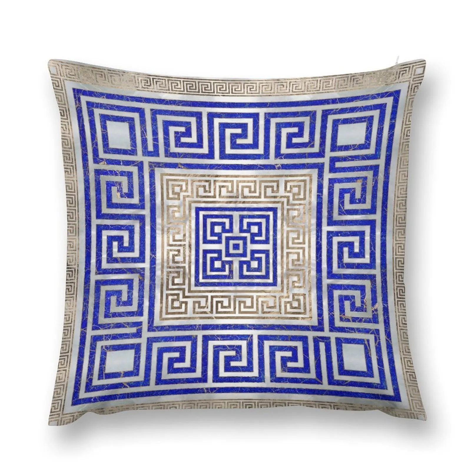 Greek Key Ornament - Lapis Lazuli and Gold #1 Throw Pillow luxury decor Couch Cushions Custom Cushion Photo pillow