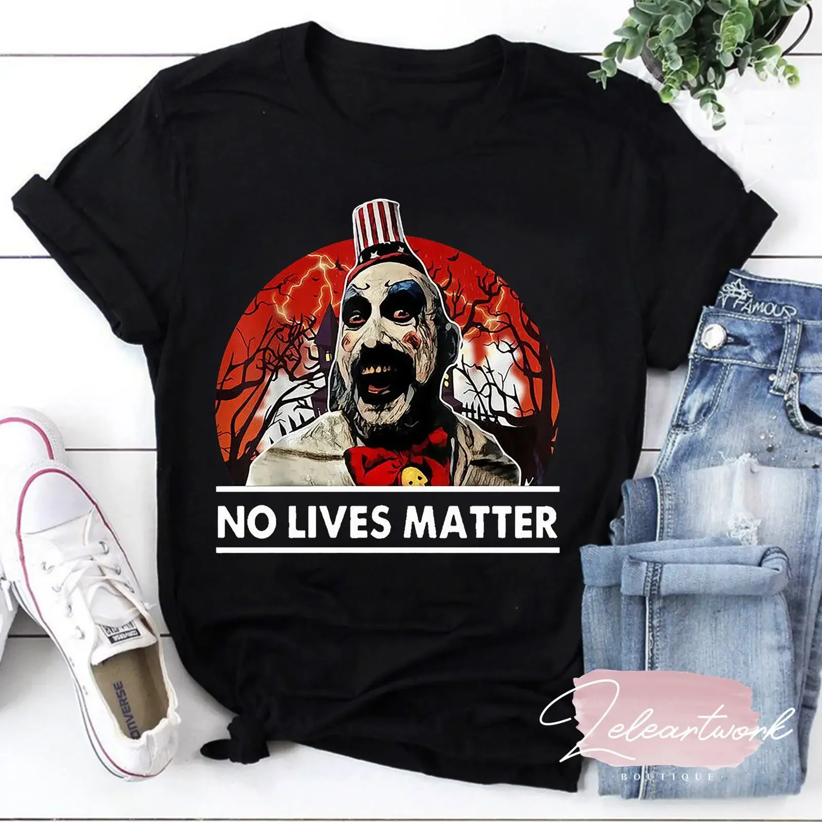 Captain Spaulding No Lives Matter Funny Halloween Costume Vintage T Shirt vintage Washed Top For Everyday Wear homme graphic