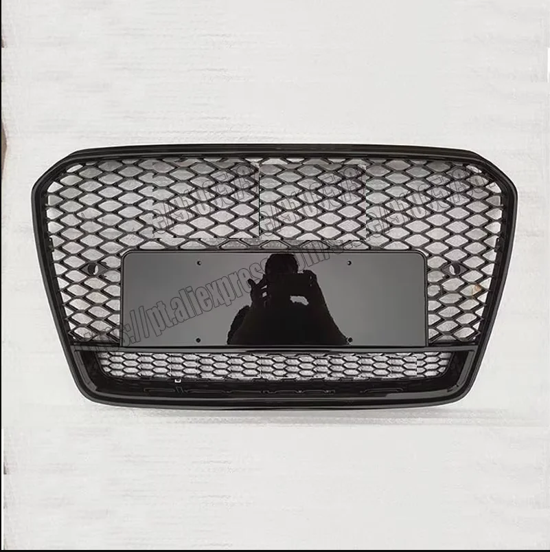 For rs5 style RS5 Honeycomb Grille Black Grill Fit For Audi A5 S5 2013 13 2014 14 2015 15 2016 16 Chrome Rings