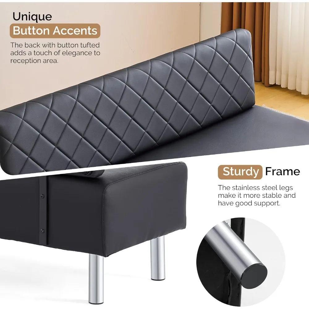 مقعد غرفة الانتظار مع ظهر، كرسي ضيوف مكتب مقاس 58.6 بوصة، مقاعد استقبال منجدة، أثاث الردهة لصالون التجميل