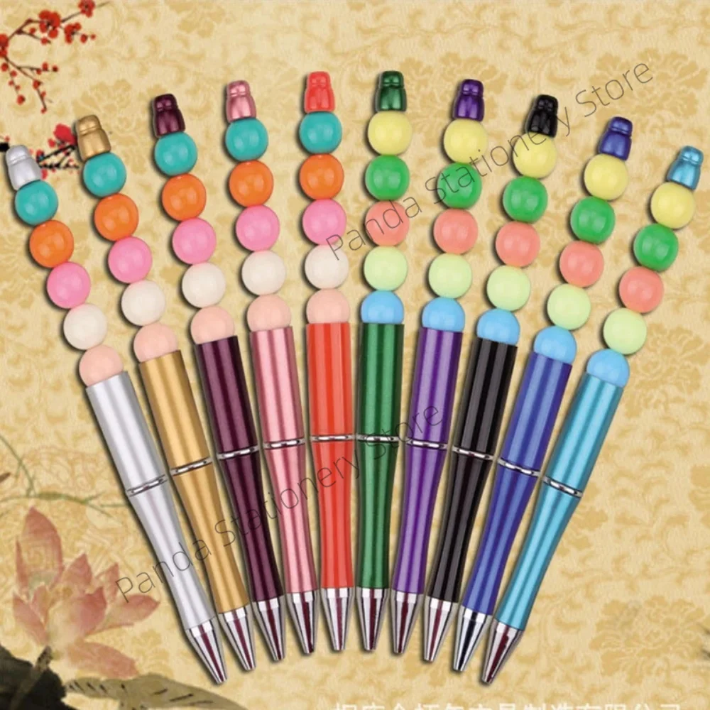 5/10Pcs Ballpoint Pen Bead DIY Custom Logo Name Pen Plastic Beadable Bead Pen School Office Writing Supplies Wedding Gift