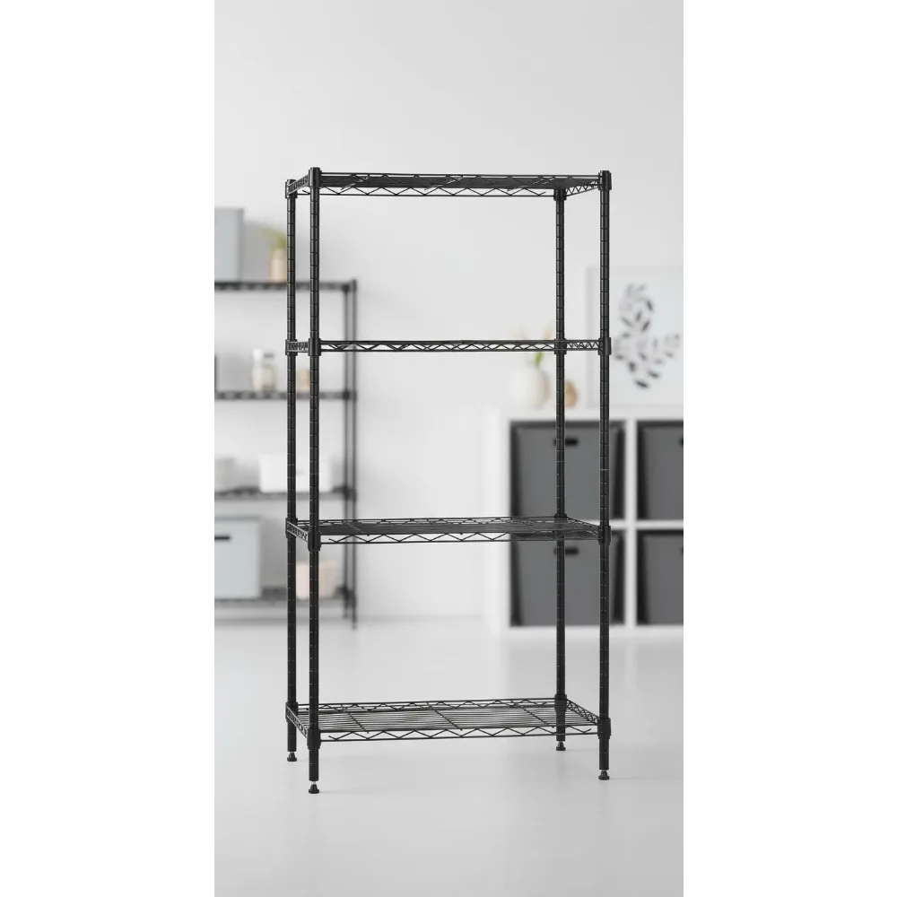 

4-Shelf Steel Wire Storage Rack, Adjustable Heavy-Duty Shelving for Garage & Home Organization