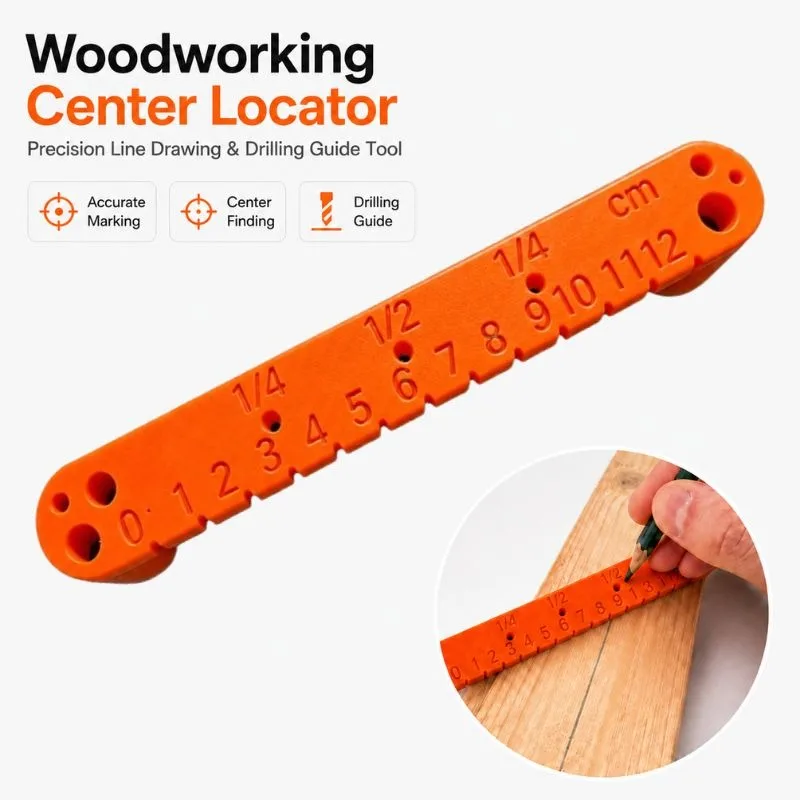 Woodworking Center Locator | Precision Line Drawing And Drilling Guide Tool for Wood Processing Measurement And Marking Device