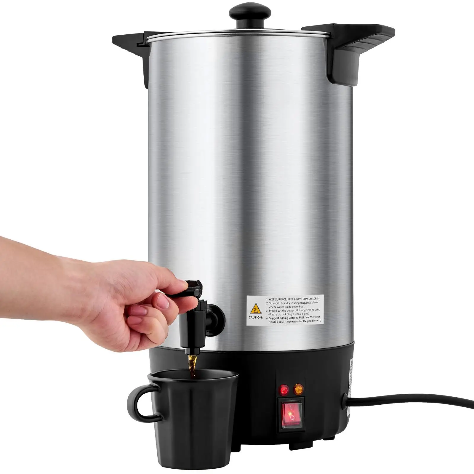 Commercial Coffee Urn 60 Cup 9 L Stainless Steel Hot Beverage Dispenser with Dripless Faucet Quick Brewing for catering Business Parties Churches and Restaurants