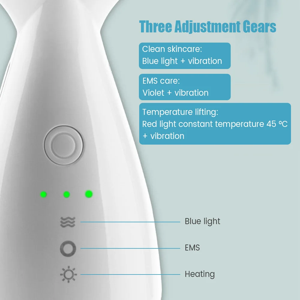 EMS Microcurrent Chin Lifting Face Neck Beauty Device LED Photon Firming Rejuvenation Anti Wrinkle Skin Care Facial Massager