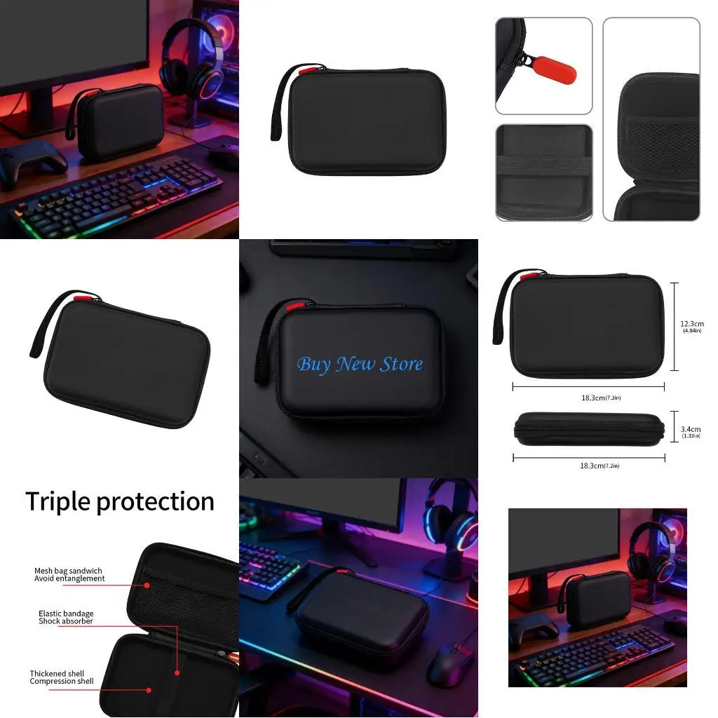 

20CE Storage Case Organizers with Pocket for RG Double Screen Game Console Storage Bag Shockproof Travel Carrying Case