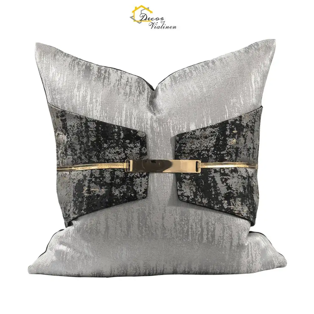 Shinny Throw Pillow Cases Silver and Black Gold Cushion Cover Fashion Belt  For Home Decoration