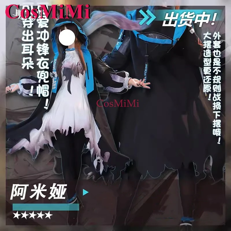 CosMiMi Game Arknights Amiya Cosplay Costume Anniversary Upgrade Change Sweet Elegant Uniform Dress Carnival Role Play Clothing
