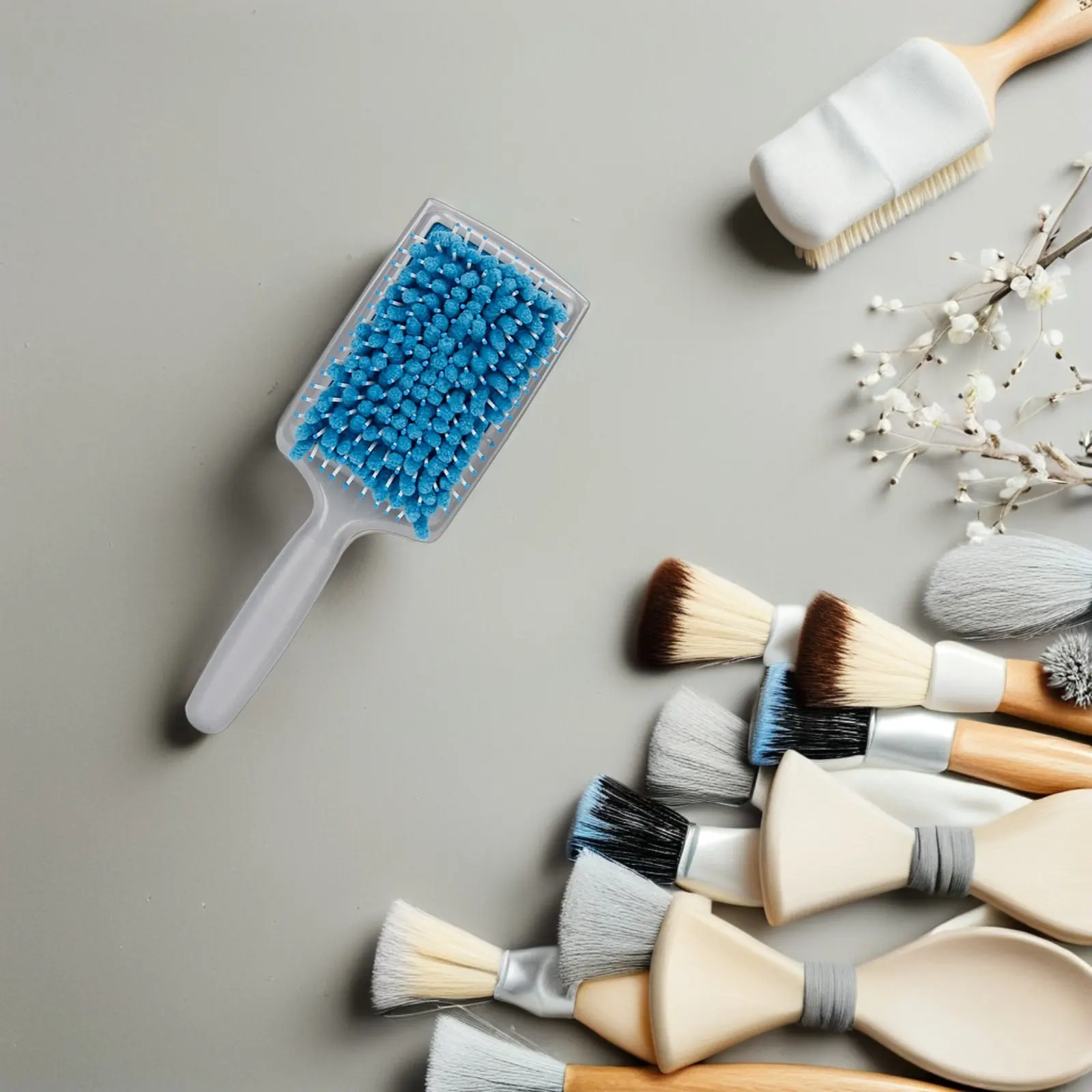 

Blue Water Absorbent Hair Comb Ergonomic Textured Handle Quick Drying Paddle Brush Detangles Draws Moisture for Fine Thin Hair