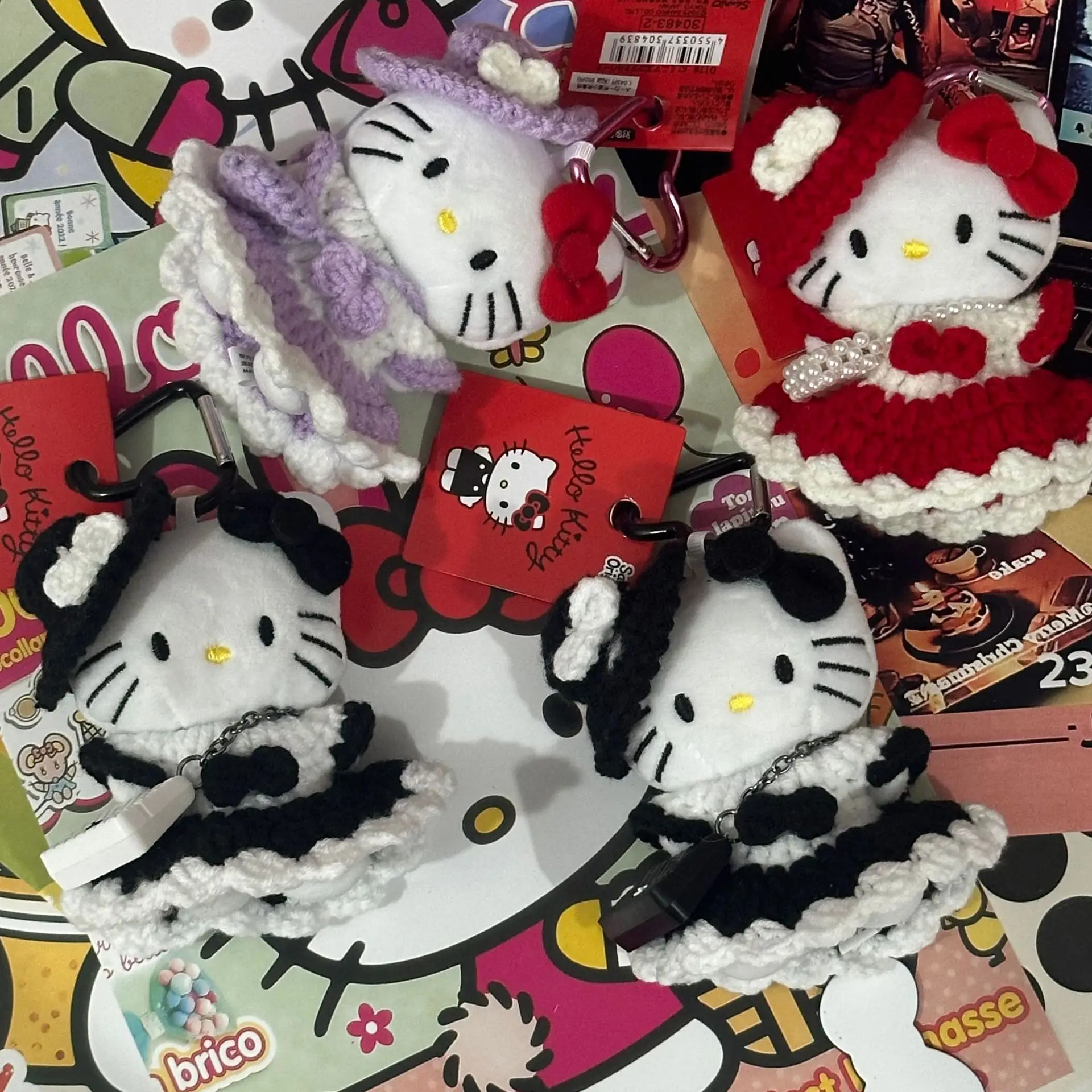 ハローキティぬいぐるみキーホルダーアニメ黒ドレスキティぬいぐるみペンダントキーリング子供ぬいぐるみバッグキーホルダー