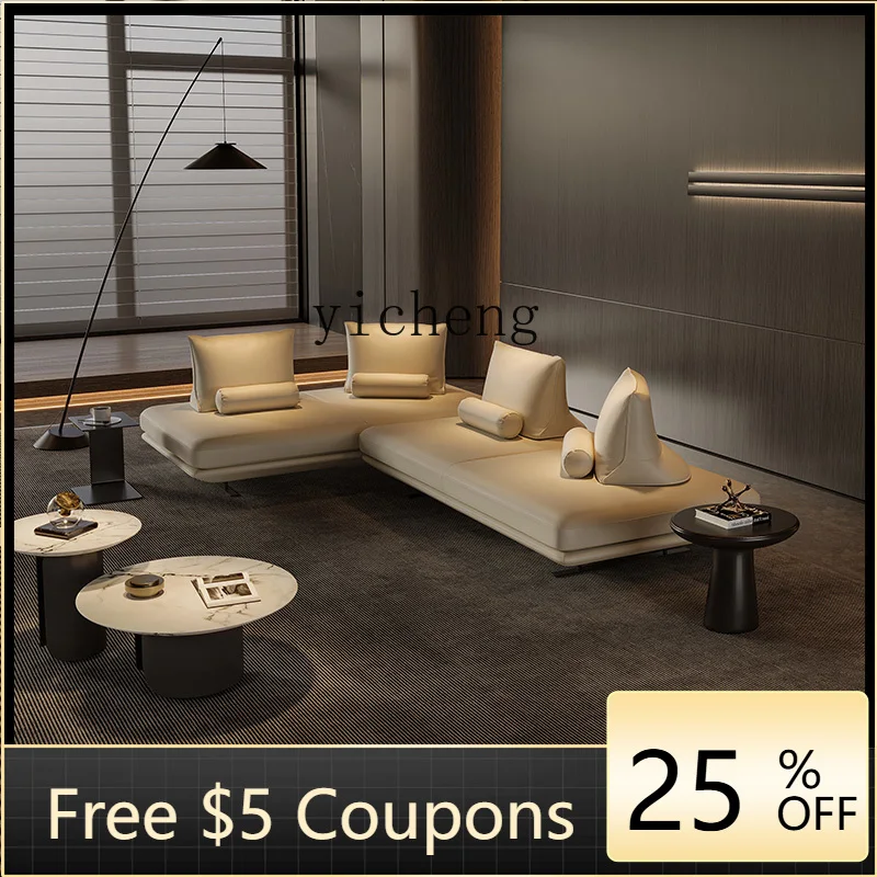 

H3-19Medieval double-sided modular sofa living room Italian minimalist high-end villa designer Prado coffee leather