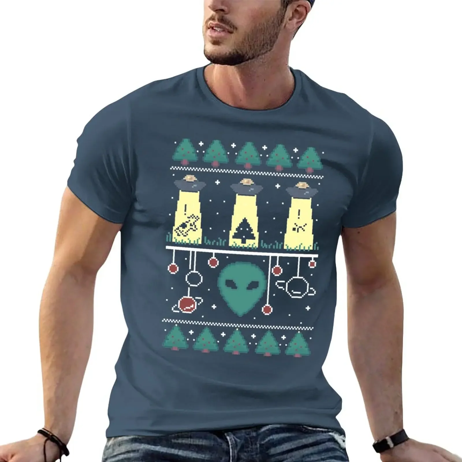 Alien Christmas Sweater T-Shirt summer tops tees mens graphic t-shirts anime