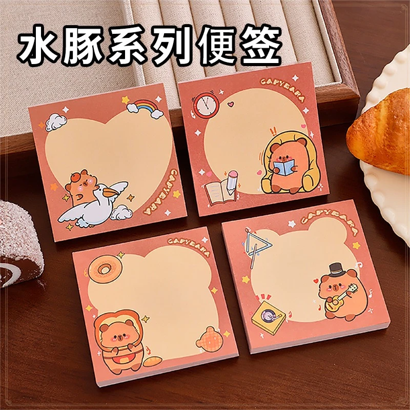 12 Pcs Writing Pads Sticky Notes Student Cute Hand Account Decorative Material Paper Cartoon Capybara Tear Notes Back To School