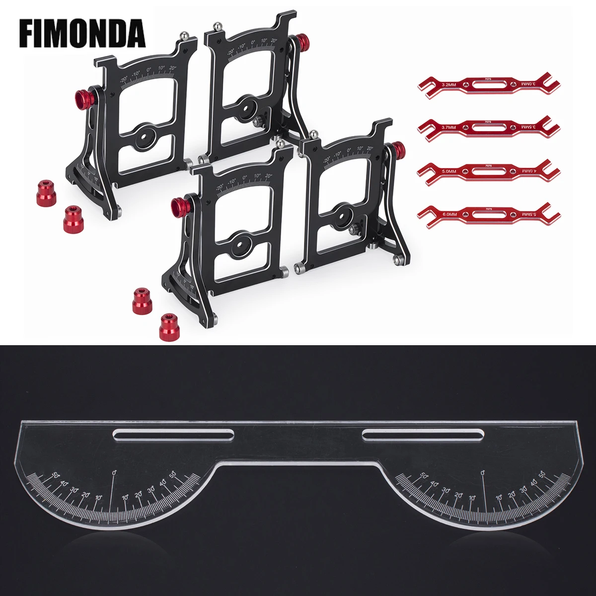 RC Aluminum On Road Chassis Setup System Measuring Tool Set With Ruler Wrench for 1/10 Axial SCX10 Capra TRX4 Yikong Upgrade