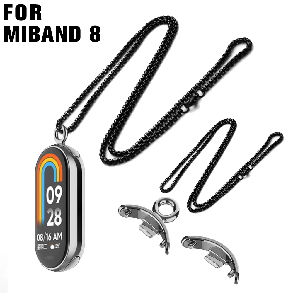 

Necklace for Xiaomi Mi Band 8 Watch Strap Stainless Steel Pendant Bracelet Metal Link Strap for Xiaomi Mi Band 8 NFC Accessories