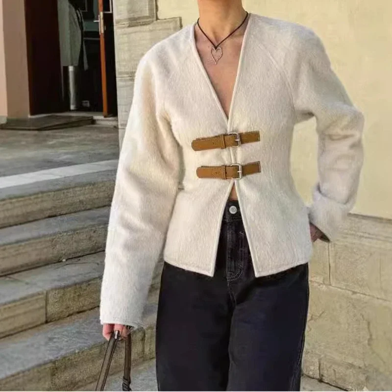 

Универсальная, модная, нежная женская одежда на весенне-осенний сезон, новинка с ремешком, мягкая куртка