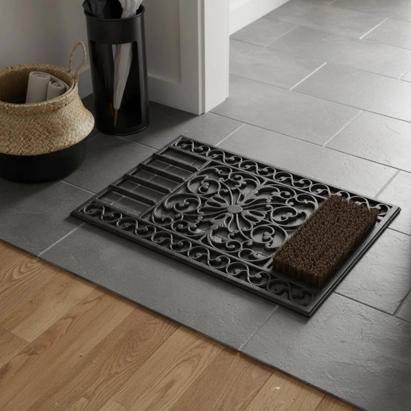 ornate-cast-iron-doormat-easy-to-clean-cast-iron-semicircle-mat-half-round-door-mat-non-slip-half-circle-doormat-quick-drying