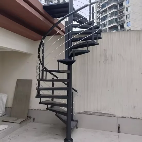 Customization Modern Prefabricated Indoor and Outdoor Spiral Staircase Durable Steel and Iron with Wooden Treads