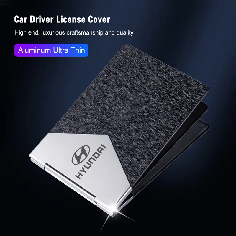 Cubierta para licencia de conducir de coche, bolsa de tarjeta de identificación ultrafina de aluminio para Hyundai Palisade Bayon Tucson Inster NEXO Creta i30 i20 i10 IONIQ