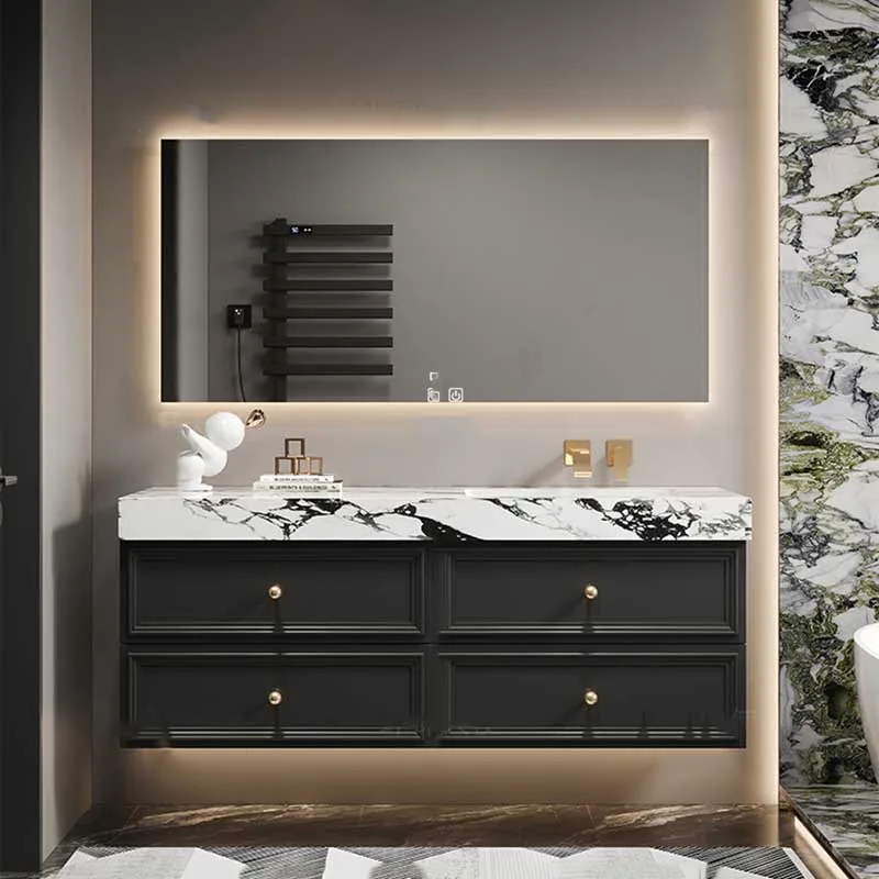 Large Oak Modern Cabinet Luxury Ceramic Mirror Sink Bathroom Cabinet Storage Wall Mounted Meuble Salle De Bain Salon Furniture