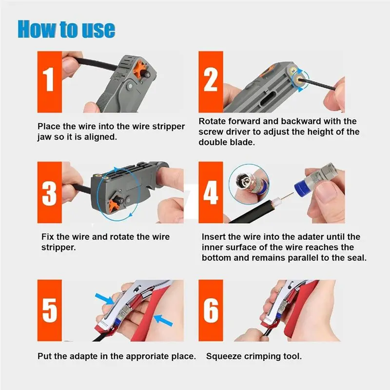 ABYP Comprehensive Coax Cable Tool Kit For RG59, RG6 - Crimper And Stripper With 10 F RG6 Connectors