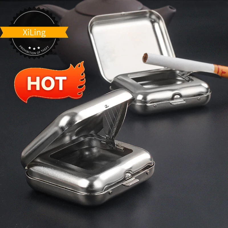 

Mini Metal Ashtray for Car and Travel - Pocket Size 2.4x2.1 Inch Leak-Proof Ashtray, Portable Outdoor Cigarette Case Accessory